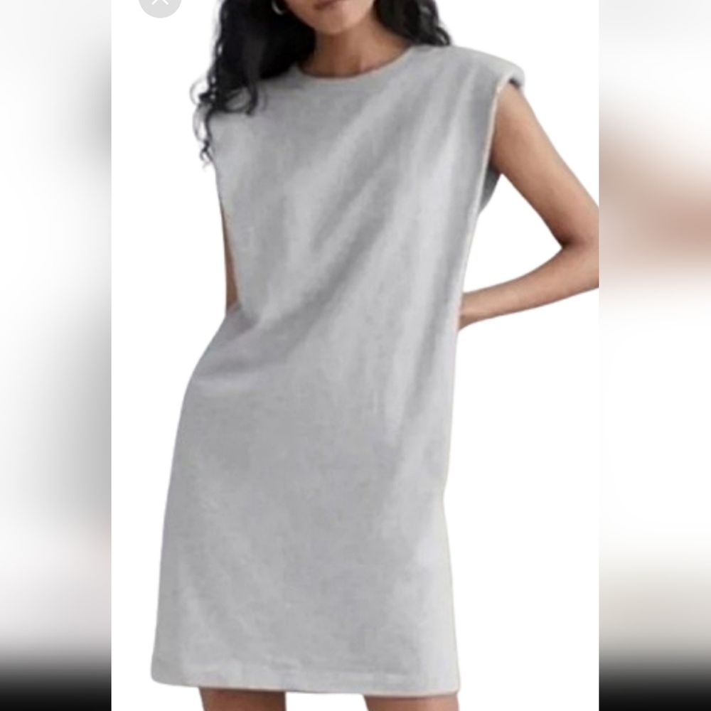 2X HUDSON NORTH PLUS Women's Baby Blue Sleeveless Cotton Tunic Dress